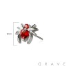 316L SURGICAL STEEL THREADLESS PUSH IN RED HEART CZ SPIDER TOP PART